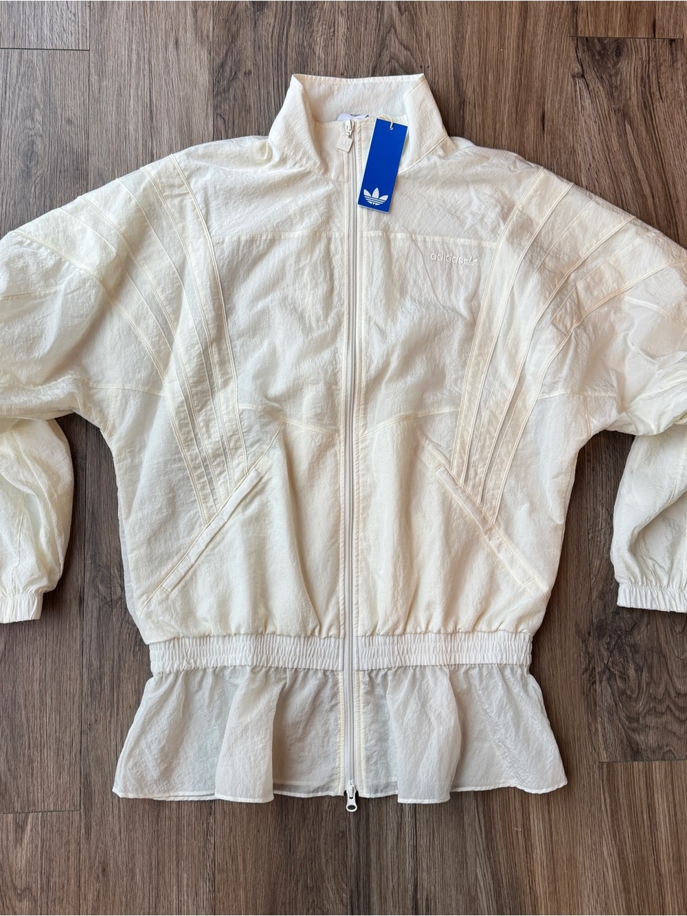 Size Xs adidas Originals Santiago Peplum Zip-Front Track Jacket Off White Bomber